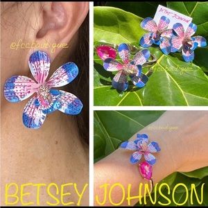 BETSEY JOHNSON Orchid flower earrings and bracelet set